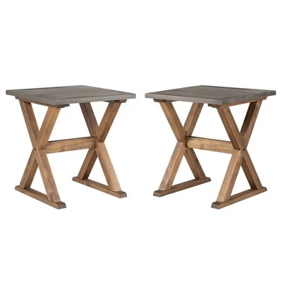Flash Sale π Set of 2 Xavier Farmhouse Trestle Leg Distressed Side Tables - Saracina Home Rustic Oak/white Wash 𧨠4 Flash Sale π Set of 2 Xavier Farmhouse Trestle Leg Distressed Side Tables - Saracina Home Rustic Oak/white Wash 𧨠- Image 2