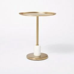 Cheapest 😉 Threshold Designed W/Studio McGee Fielding Pedestal Accent Table - Threshold™ designed with Studio McGee Aged Brass 😀 -End And Side Tables shop unnamed file 1002