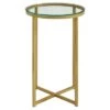 Best deal 🧨 Vivian Glam X Leg Round Side Table - Saracina Home Dark Walnut/gold 🔔 -End And Side Tables shop unnamed file 1038