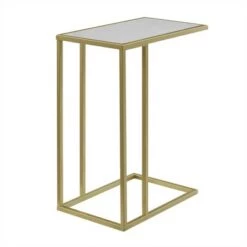 Outlet 🤩 23" Modern Rectangle Two-Tone C Side Table with Metal Base - Saracina Home Faux Marble Gold 🛒 -End And Side Tables shop unnamed file 1059