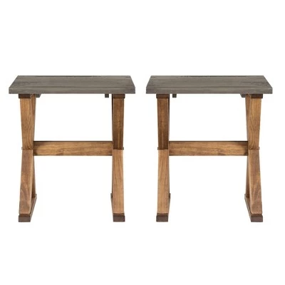 Flash Sale π Set of 2 Xavier Farmhouse Trestle Leg Distressed Side Tables - Saracina Home Rustic Oak/white Wash 𧨠12 Flash Sale π Set of 2 Xavier Farmhouse Trestle Leg Distressed Side Tables - Saracina Home Rustic Oak/white Wash 𧨠- Image 10