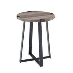 Best Sale 💯 Wrightson Urban Industrial Faux Wrap Leg Round Side Table - Saracina Home Gray Wash 👍 -End And Side Tables shop unnamed file 1085