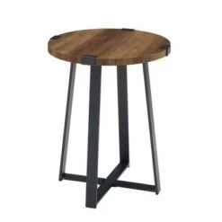 Best Sale 💯 Wrightson Urban Industrial Faux Wrap Leg Round Side Table - Saracina Home Gray Wash 👍 -End And Side Tables shop unnamed file 1086