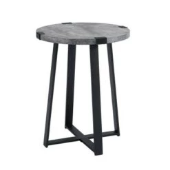 Best Sale 💯 Wrightson Urban Industrial Faux Wrap Leg Round Side Table - Saracina Home Gray Wash 👍 -End And Side Tables shop unnamed file 1087