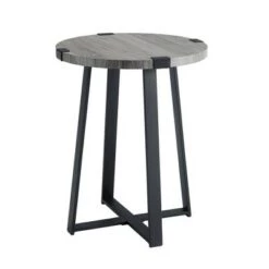 Best Sale 💯 Wrightson Urban Industrial Faux Wrap Leg Round Side Table - Saracina Home Gray Wash 👍 -End And Side Tables shop unnamed file 1088