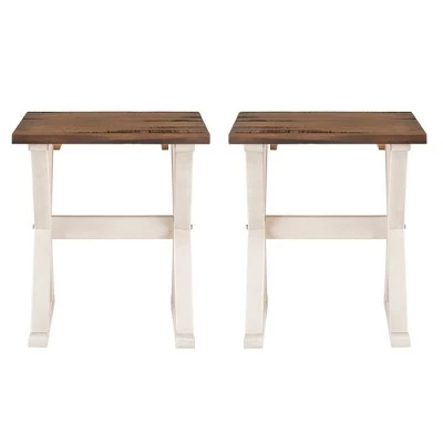 Flash Sale π Set of 2 Xavier Farmhouse Trestle Leg Distressed Side Tables - Saracina Home Rustic Oak/white Wash 𧨠13 Flash Sale π Set of 2 Xavier Farmhouse Trestle Leg Distressed Side Tables - Saracina Home Rustic Oak/white Wash 𧨠- Image 11