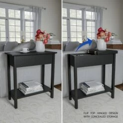 Promo 🥰 Flip Top End Table with Storage Compartment and Lower Shelf Matte Black - Yorkshire Home 👏 -End And Side Tables shop unnamed file 1137