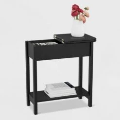 Promo 🥰 Flip Top End Table with Storage Compartment and Lower Shelf Matte Black - Yorkshire Home 👏 -End And Side Tables shop unnamed file 1140