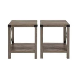 New 😀 Set of 2 Sophie Rustic Farmhouse X Frame Side Tables - Saracina Home White Oak 🛒 -End And Side Tables shop unnamed file 12