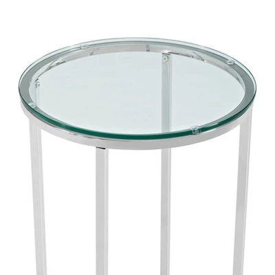 Best deal 🥰 Set of 2 Vivian Glam X Leg Round Side Tables Glass/Chrome - Saracina Home ⭐ 5 Best deal 🥰 Set of 2 Vivian Glam X Leg Round Side Tables Glass/Chrome - Saracina Home ⭐ - Image 3