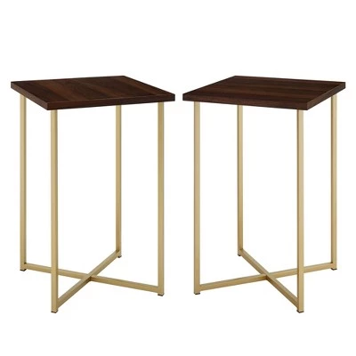 Wholesale ✔️ Set of 2 Maxwell Two Tone Glam Side Tables - Saracina Home Dark Walnut/gold ❤️ 4 Wholesale ✔️ Set of 2 Maxwell Two Tone Glam Side Tables - Saracina Home Dark Walnut/gold ❤️ - Image 2