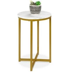 Discount ⌛ Best Choice Products 16in Faux Marble Modern Round Living Room Accent Side Table w/ Metal Frame ⭐ -End And Side Tables shop unnamed file 1257