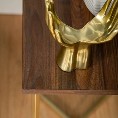 Wholesale ✔️ Set of 2 Maxwell Two Tone Glam Side Tables - Saracina Home Dark Walnut/gold ❤️ 5 Wholesale ✔️ Set of 2 Maxwell Two Tone Glam Side Tables - Saracina Home Dark Walnut/gold ❤️ - Image 3