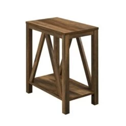 Deals 🎁 Taylen A Frame Farmhouse Open Storage Side Table - Saracina Home Rustic Oak 🛒 -End And Side Tables shop unnamed file 1270