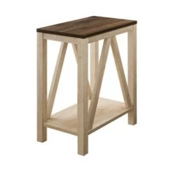Deals 🎁 Taylen A Frame Farmhouse Open Storage Side Table - Saracina Home Rustic Oak 🛒 -End And Side Tables shop unnamed file 1271