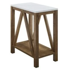 Deals 🎁 Taylen A Frame Farmhouse Open Storage Side Table - Saracina Home Rustic Oak 🛒 -End And Side Tables shop unnamed file 1272