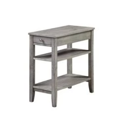 Best Sale ⌛ American Heritage 3 Tier End Table with Drawer - Breighton Home Dark Gray Wirebrush 👍 -End And Side Tables shop unnamed file 1291