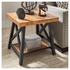 Brand new 🌟 Lanshire Rustic Industrial Metal & Wood End Table - Inspire Q Gray 😍 -End And Side Tables shop unnamed file 1299