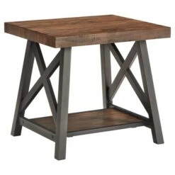 Brand new 🌟 Lanshire Rustic Industrial Metal & Wood End Table - Inspire Q Gray 😍 -End And Side Tables shop unnamed file 1302