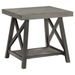 Brand new 🌟 Lanshire Rustic Industrial Metal & Wood End Table - Inspire Q Gray 😍 -End And Side Tables shop unnamed file 1303
