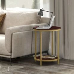 Flash Sale 🥰 18" Alrich Round Side Table - WyndenHall Dark Brown/gold 🧨