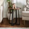 Promo 😀 Set of 2 Wrightson Urban Industrial Wrap Leg Round Side Tables - Saracina Home Faux Dark Concrete 🎁 -End And Side Tables shop unnamed file 138