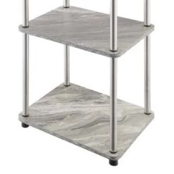 Discount 😀 No Tools 3 Tier End Table - Breighton Home Faux White Marble/chrome 🥰 -End And Side Tables shop unnamed file 1381
