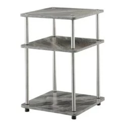 Discount 😀 No Tools 3 Tier End Table - Breighton Home Faux White Marble/chrome 🥰 -End And Side Tables shop unnamed file 1384