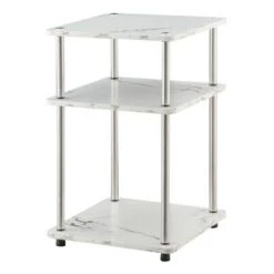 Discount 😀 No Tools 3 Tier End Table - Breighton Home Faux White Marble/chrome 🥰 -End And Side Tables shop unnamed file 1385