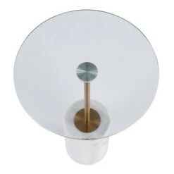 Budget 😀 Symbol Contemporary Side Table - LumiSource Marble/nickel/glass Black/nickel/clear 😍