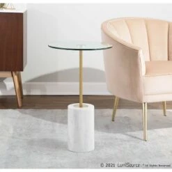Budget 😀 Symbol Contemporary Side Table - LumiSource Marble/nickel/glass Black/nickel/clear 😍 -End And Side Tables shop unnamed file 1469