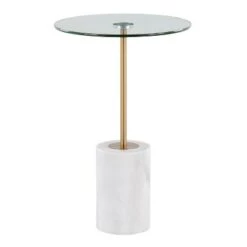 Budget 😀 Symbol Contemporary Side Table - LumiSource Marble/nickel/glass Black/nickel/clear 😍 -End And Side Tables shop unnamed file 1470