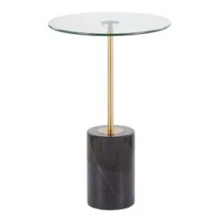Budget 😀 Symbol Contemporary Side Table - LumiSource Marble/nickel/glass Black/nickel/clear 😍 -End And Side Tables shop unnamed file 1472