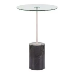 Budget 😀 Symbol Contemporary Side Table - LumiSource Marble/nickel/glass Black/nickel/clear 😍 -End And Side Tables shop unnamed file 1473