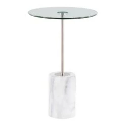 Budget 😀 Symbol Contemporary Side Table - LumiSource Marble/nickel/glass Black/nickel/clear 😍 -End And Side Tables shop unnamed file 1474