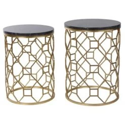 Best deal ✨ Set of 2 Round Marble Side Tables - Gold - Stylecraft ❤️ -End And Side Tables shop unnamed file 151