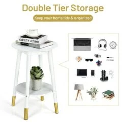 Discount 💯 Costway Round End Table with Storage Shelf Home Decor Accent Side Table White 🧨 -End And Side Tables shop unnamed file 1526