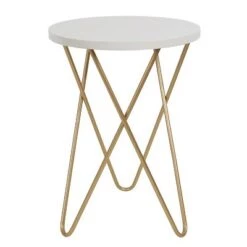 Best reviews of 🤩 Hairpin Leg Side Table with Wood Top - Decor Therapy White/gold 💯 -End And Side Tables shop unnamed file 1576