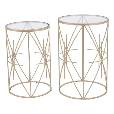 Buy π Set of 2 Heritage Side Tables Clear/Gold - ZM Home β 4 Buy π Set of 2 Heritage Side Tables Clear/Gold - ZM Home β - Image 2