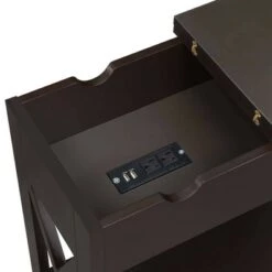 New ❤️ Oxford Flip Top End Table with Charging Station - Breighton Home White ✔️ -End And Side Tables shop unnamed file 1581