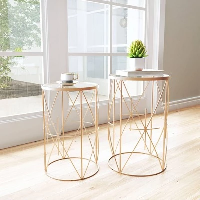 Buy π Set of 2 Heritage Side Tables Clear/Gold - ZM Home β 5 Buy π Set of 2 Heritage Side Tables Clear/Gold - ZM Home β - Image 3
