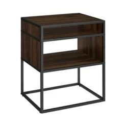Cheapest 🧨 Modern Wood and Metal Side Table with Open Storage - Saracina Home Dark Walnut 😉 -End And Side Tables shop unnamed file 1591