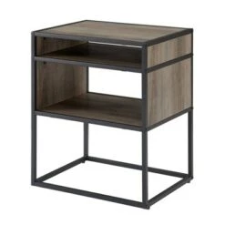 Cheapest 🧨 Modern Wood and Metal Side Table with Open Storage - Saracina Home Dark Walnut 😉 -End And Side Tables shop unnamed file 1592