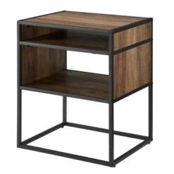 Cheapest 🧨 Modern Wood and Metal Side Table with Open Storage - Saracina Home Dark Walnut 😉 -End And Side Tables shop unnamed file 1593