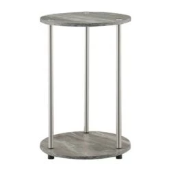 Best Pirce 😍 No Tools 2 Tier Round End Table - Breighton Home Faux White Marble/chrome 🎁 -End And Side Tables shop unnamed file 1603