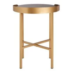 New 🌟 Prague Round Side Table Light Gray Oak/Gold - Safavieh 🔔 -End And Side Tables shop unnamed file 1622