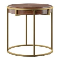 Brand new 🎉 Ervyn Wood and Metal Round End Table - Inspire Q Walnut 🛒 -End And Side Tables shop unnamed file 1630