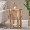 Hot Sale ❤️ Gilliland Handcrafted Boho Mango Wood Side Table Natural - Christopher Knight Home 🧨