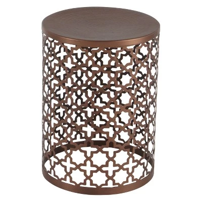 Buy β Metal (Set of 3) Cylinder Quatrefoil Design Accent Tables Brown - Olivia & May π 4 Buy β Metal (Set of 3) Cylinder Quatrefoil Design Accent Tables Brown - Olivia & May π - Image 2
