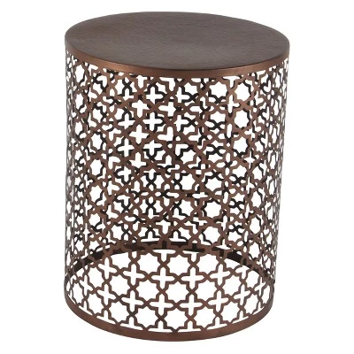 Buy β Metal (Set of 3) Cylinder Quatrefoil Design Accent Tables Brown - Olivia & May π 5 Buy β Metal (Set of 3) Cylinder Quatrefoil Design Accent Tables Brown - Olivia & May π - Image 3